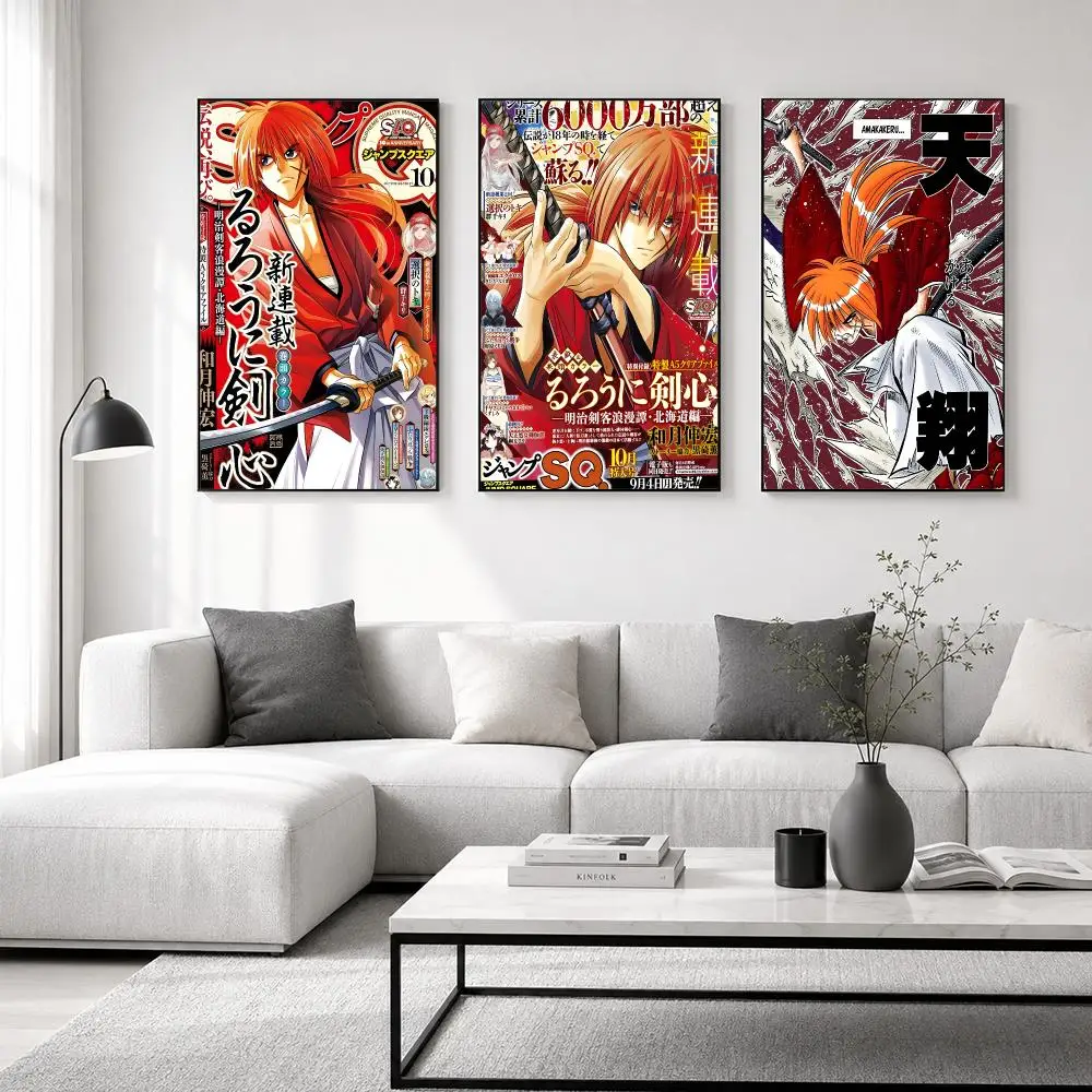 Anime Rurouni Kenshin Poster posters for bedrooms and living rooms—high-definition cartoon movie-themed wall art.