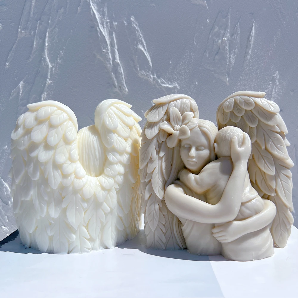 Mother With Baby Statue Silicone Mold Angel and Child Sculpture Soy Wax Candle Mould Greek Figurine Home Decor