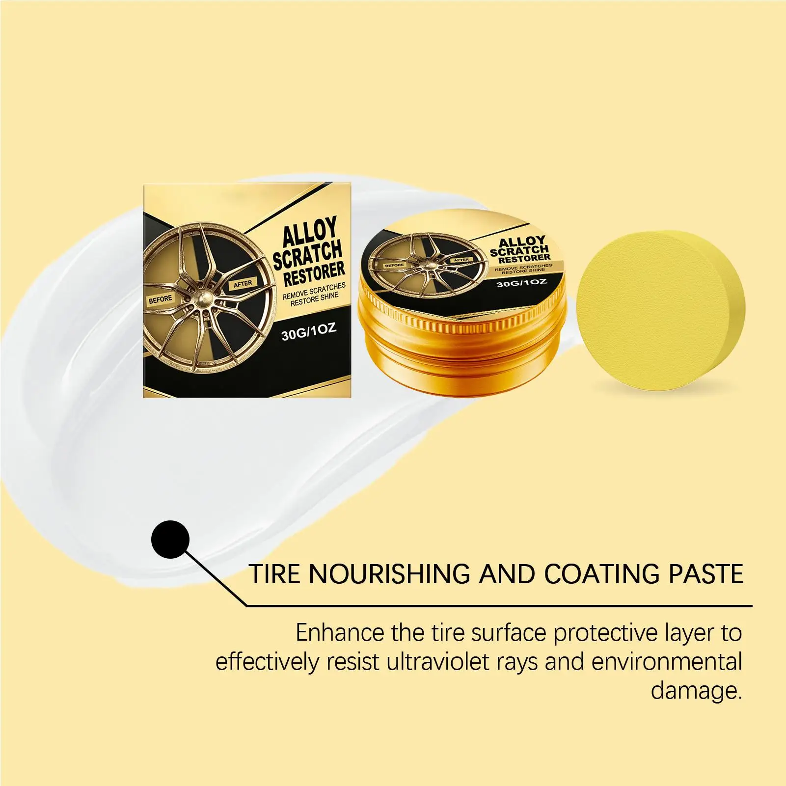 Alloy Wheel Repair Kit 30g Cleaner Polishing Wax Eraser Paint Restorer Car Rim Repair Kit for Auto Automotive Vehicle Motorcycle - view 6