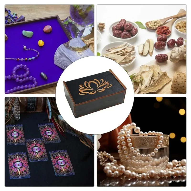 AS63-بطاقة التارو حافظة خمر صندوق حلية خشبي صندوق مجوهرات صغير الخشب خمر صندوق متعدد الوظائف لملحقات بطاقة التارو #2