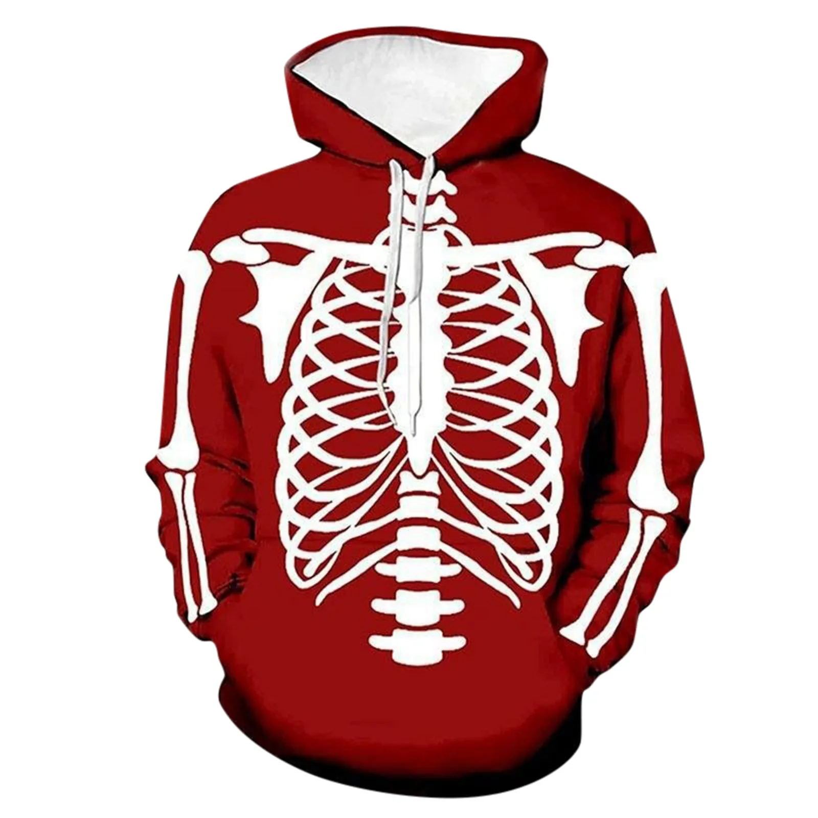 

Y2k Fashion Skull Printed Men Hoodie Red Black Hoodie Grunge Oversized Sweatshirt Punk Halloween Harajuku Long Sleeve Outerwear