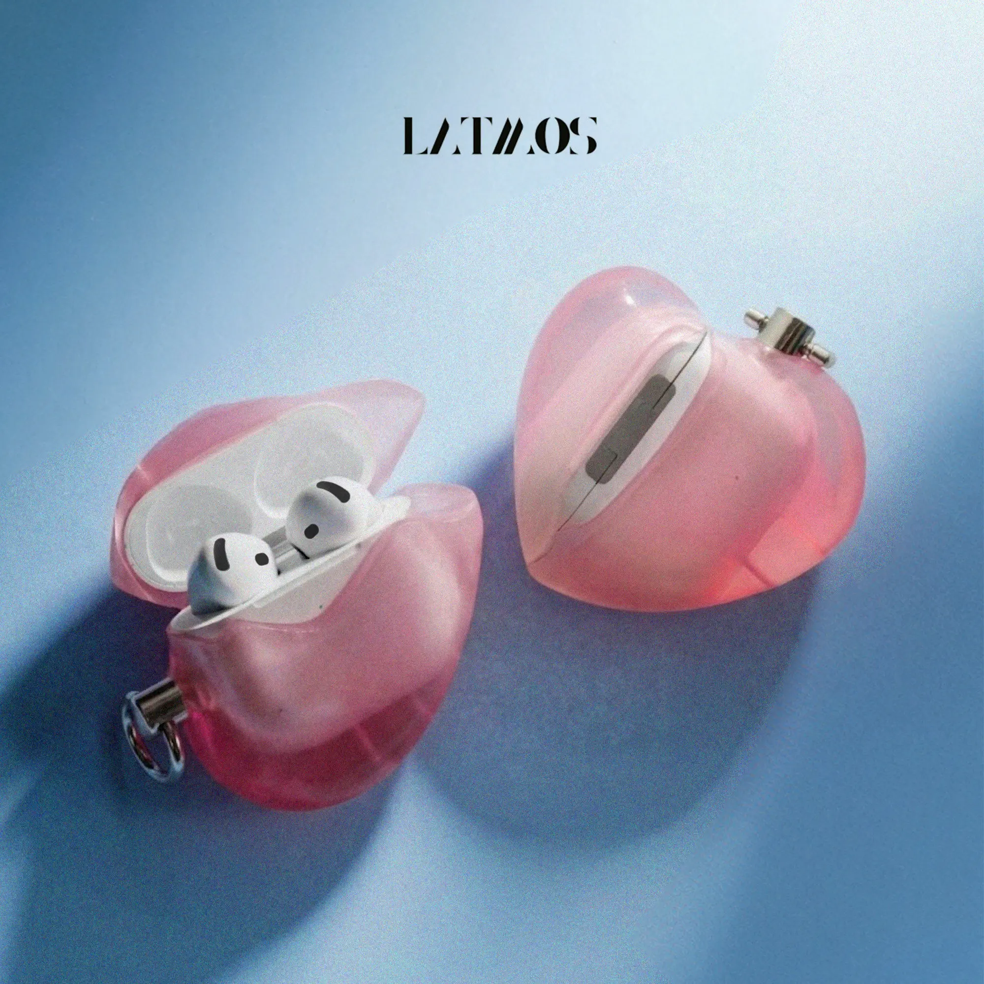 

Transparent Split Heart Earphone Case Custom for AirPods Softshell Liquid Silicone Rubber Creative Headphone Cover Accessory