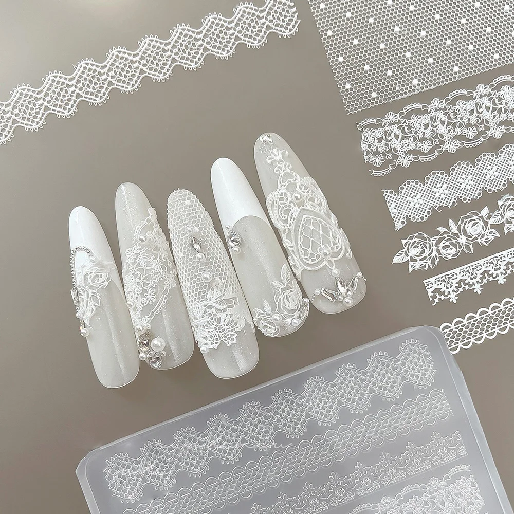 3D-Spitzen-Nagelformen aus weichem Silikon, hohle Spitzen-Rosenblüten-Formen für französische Nagelkunst, ultradünne Spitzen-Design-Nagelsilikon-Schablone – Detail 6