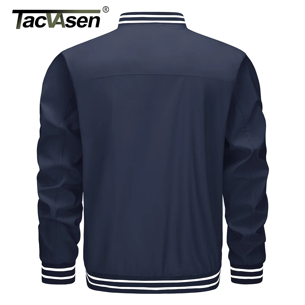 TACVASEN Spring Autumn Casual Jacket Mens Lightweight Full Zip Bomer Jacket Waterproof Outdoor Jacket Baseball Male Windbreaker