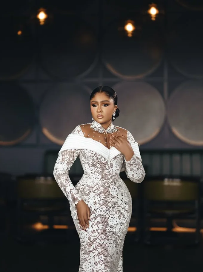 Luxury Elegant Mermaid African Wedding Dresses Sheer Neck Long Sleeve Lace Applique Garden Bridal Gown Customized Blacklove