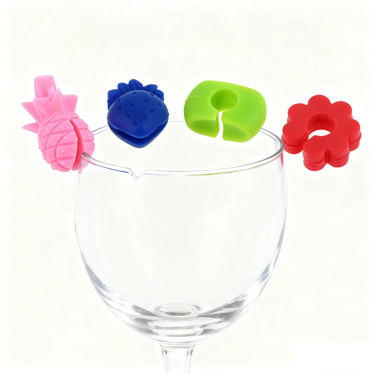 8Pcs Colorful Drink Markers Silicone Drink Tool Distinguish Wine Glass Tags Drinking Cup Identifier Sign for Bar Kitchen Party