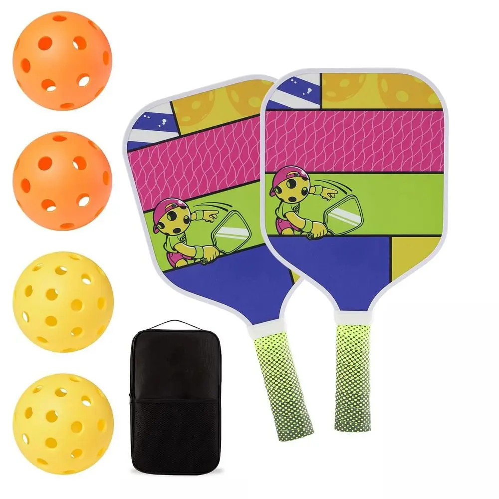 cartoon-children's-pickleball-set-portable-lightweight-'s-pickleball-set-universal-4-balls-children's-pickleball-rackets