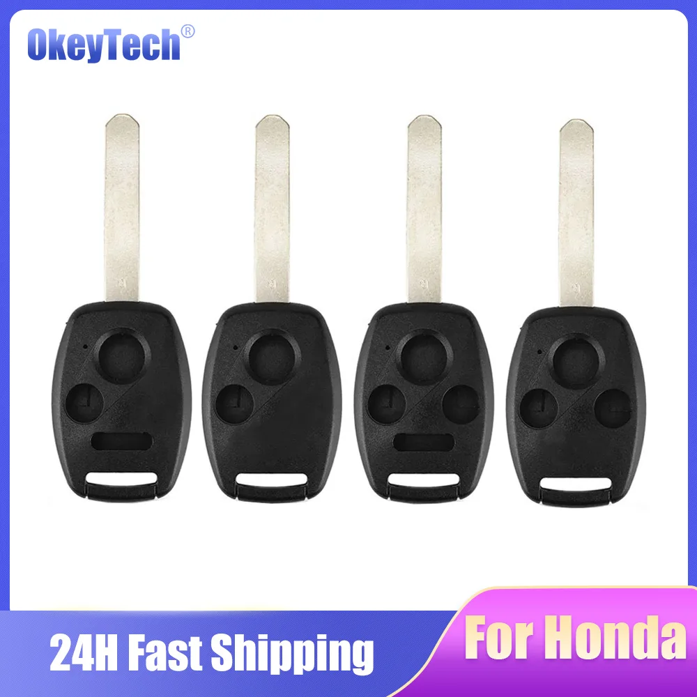 OkeyTech 2/3/4 Button Uncut Blade Remote Car Key Shell For Honda Fit Accord Civic CRV Pilot Insight Jazz HRV Fob Case Cover Hot