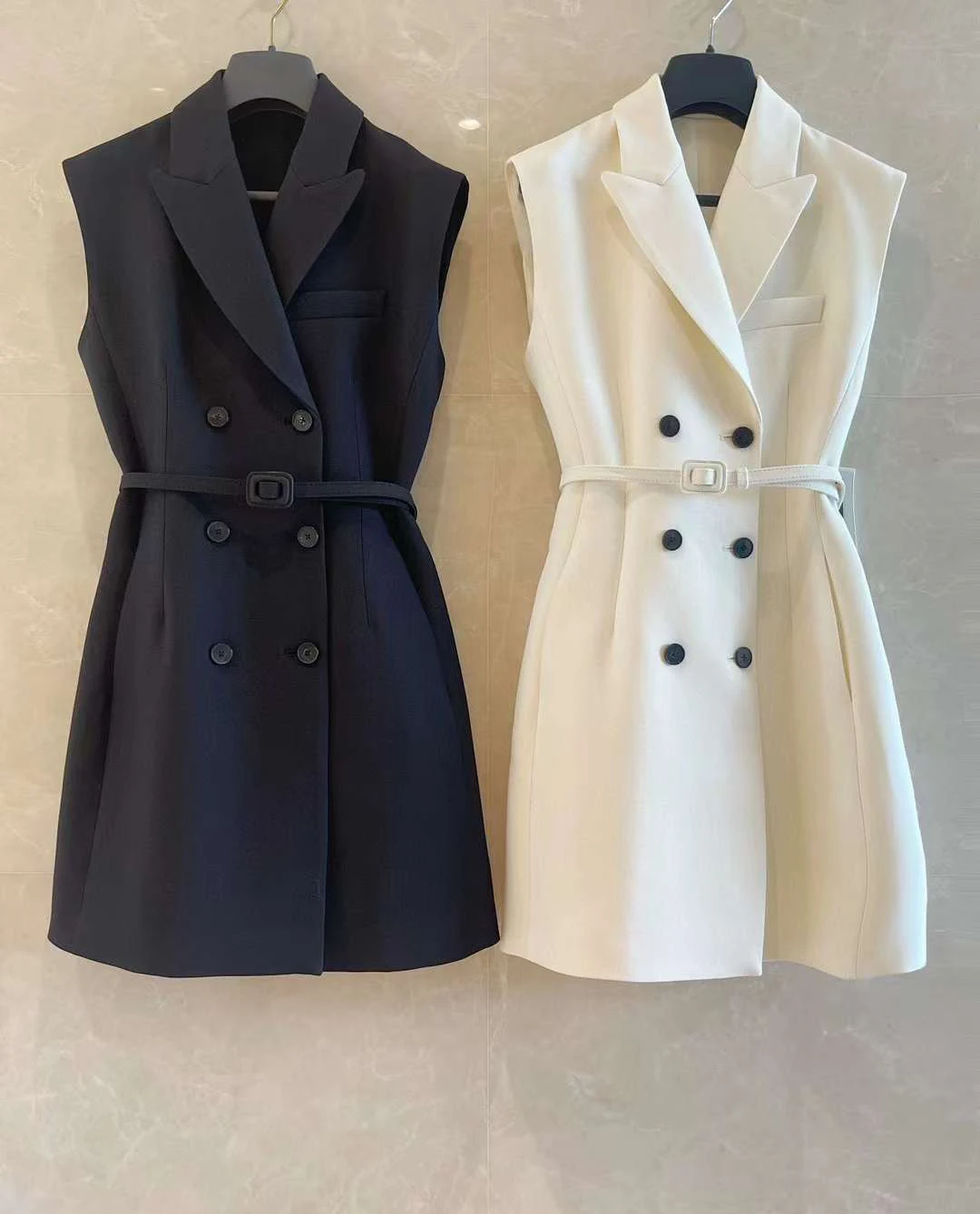 2024 Women's Clothing Double-breasted lapel belted dress Spring Summer New No.45