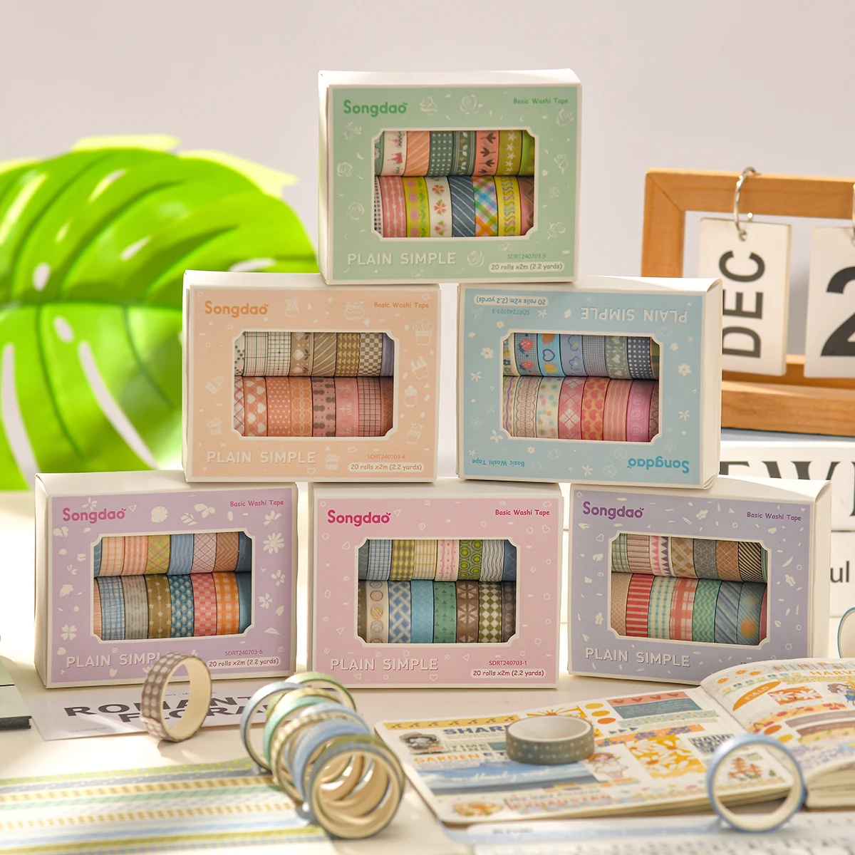 Minimalist Washi Tape Set 20 Rolls,Aesthetic Various Floral Decorative Tape for Scrapbooking, Journaling,DIY Crafts, Gift Wrap