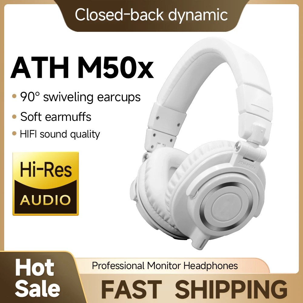 

Audio-Technica Ath M50x Black/White Professional Studio Monitor Headphone Critically Acclaimed New Design With Good Quality