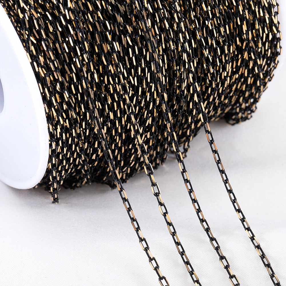 1 Meter 2Meters Fine Frame Rectangular Black Chain for DIY Bracelet Necklace Glasses Decorative Chain Jewelry Making Accessories