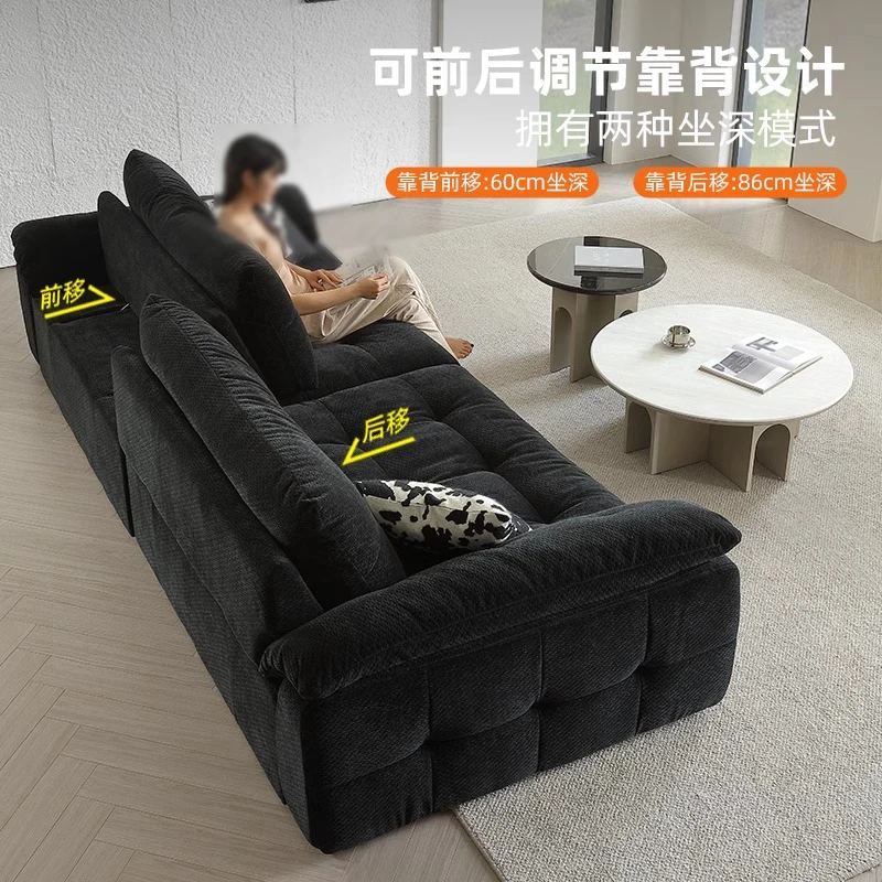 

Straight row living room large sitting depth adjustable backrest retro wind chenille fabric cloud sofa