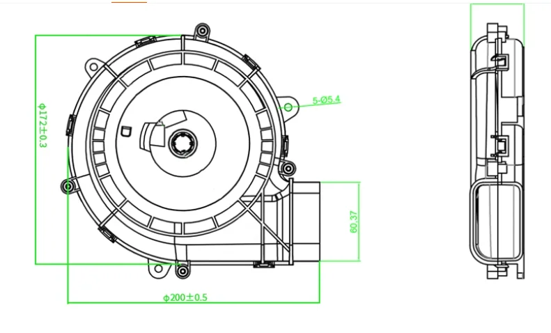 

DC 12V 24V 200x200x40mm 200mm Сервер Автомобильный центробежный турбинный охлаждающий вентилятор