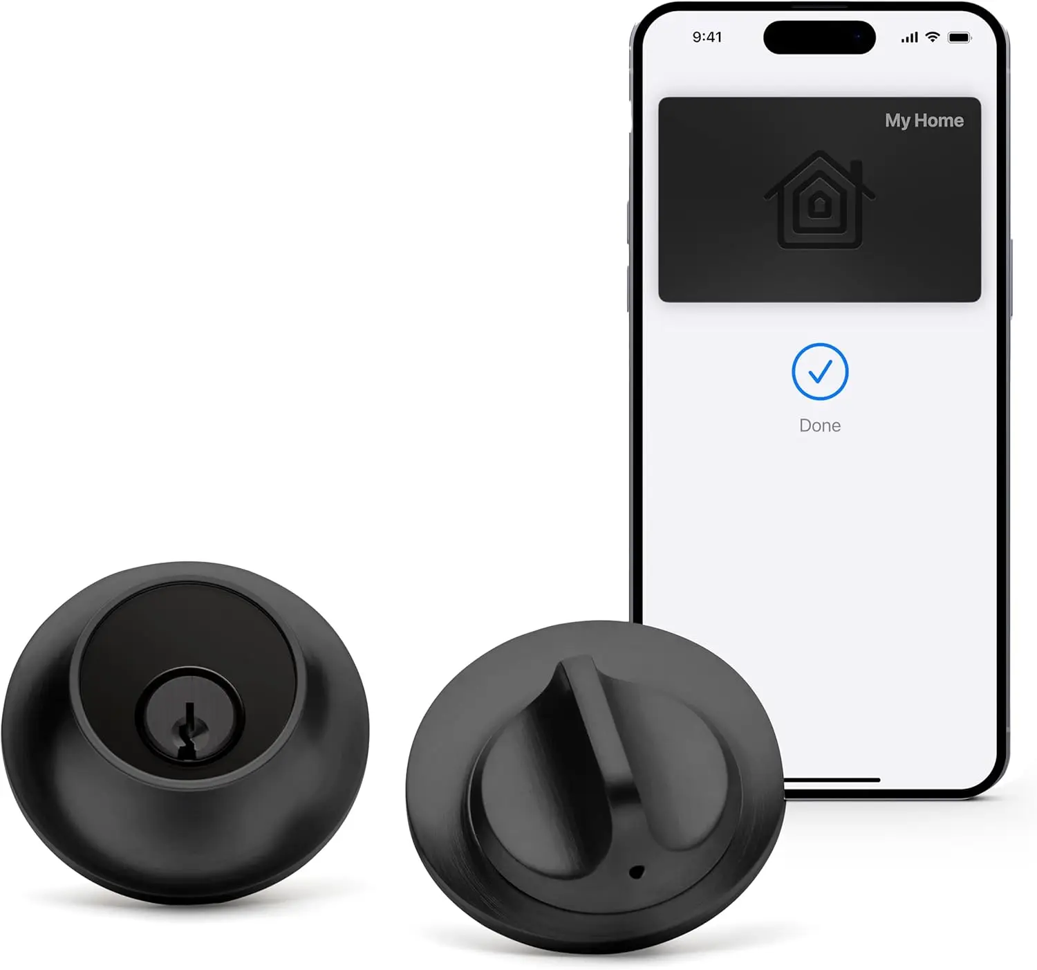 قفل ذكي - أصغر قفل ذكي في العالم بالإضافة إلى مفاتيح Apple Home - تطبيق iOS وAndroid - يعمل (أسود غير لامع)