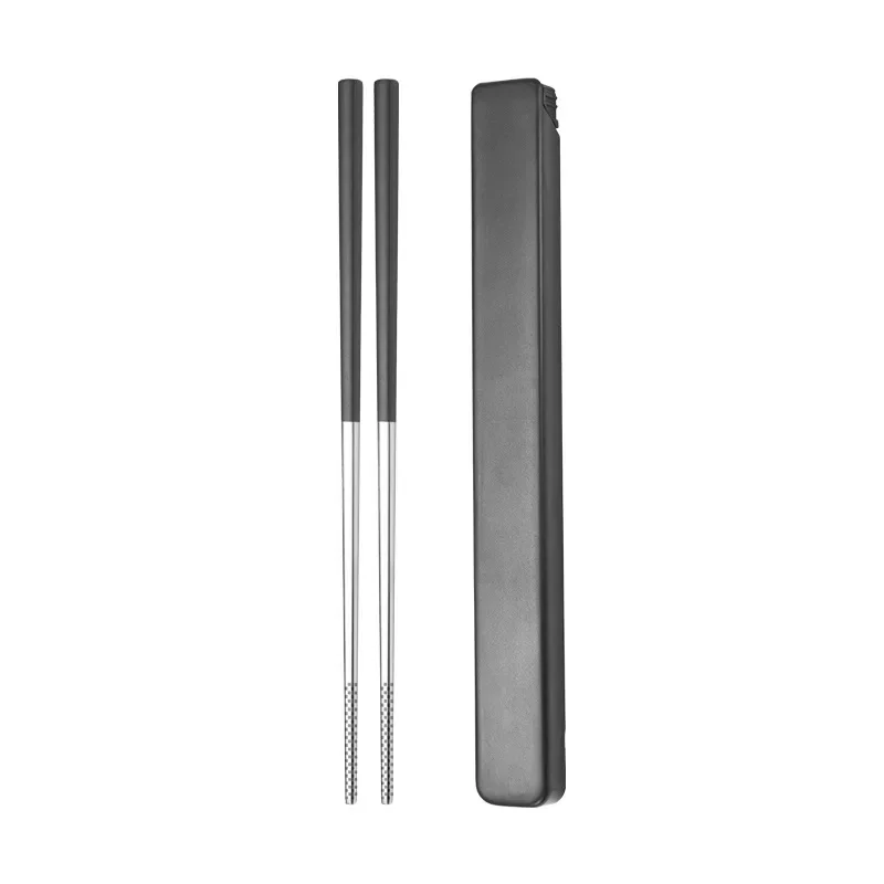 304 Stainless Steel Chopstick Lunch Tableware Travel Portable Chopsticks With Storage Box Holder Dinnerware Kitchen Accessories