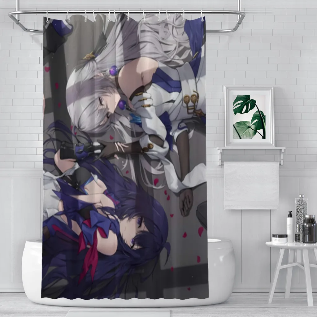 Bronya Lying Bathroom Shower Curtains Honkai Star Rail Waterproof Partition Unique Home Decor Bathroom Accessories