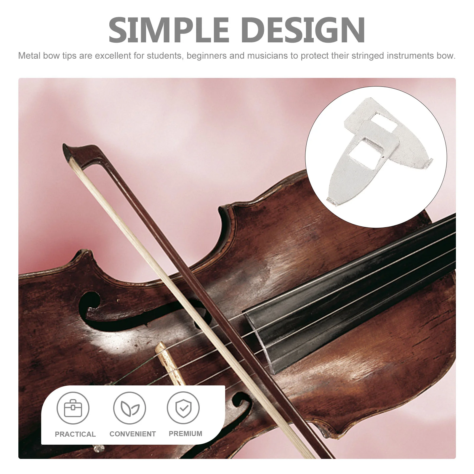 2 Pcs Violin Bow Metal Head Piece 2pcs Horsetail Protector for Tips Repair Parts