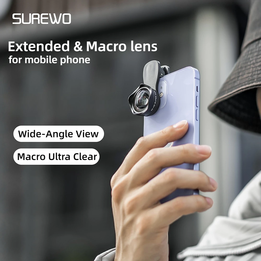 Lente macro ultra grande angular estendida 4k, para filmagem auxiliar, celular, câmera de transmissão ao vivo, acessórios para selfie