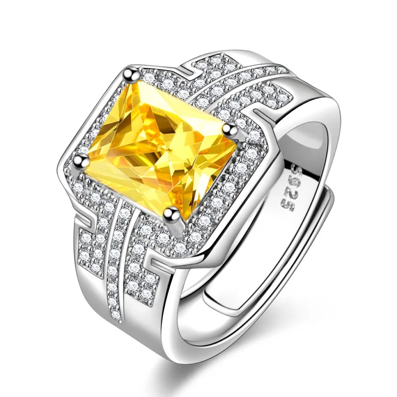 

Yellow Birthstone Rings for Women Sterling Silver 925 Ring Simulated Diamond Gemstone Ring for Christmas Mothers Valentines Day