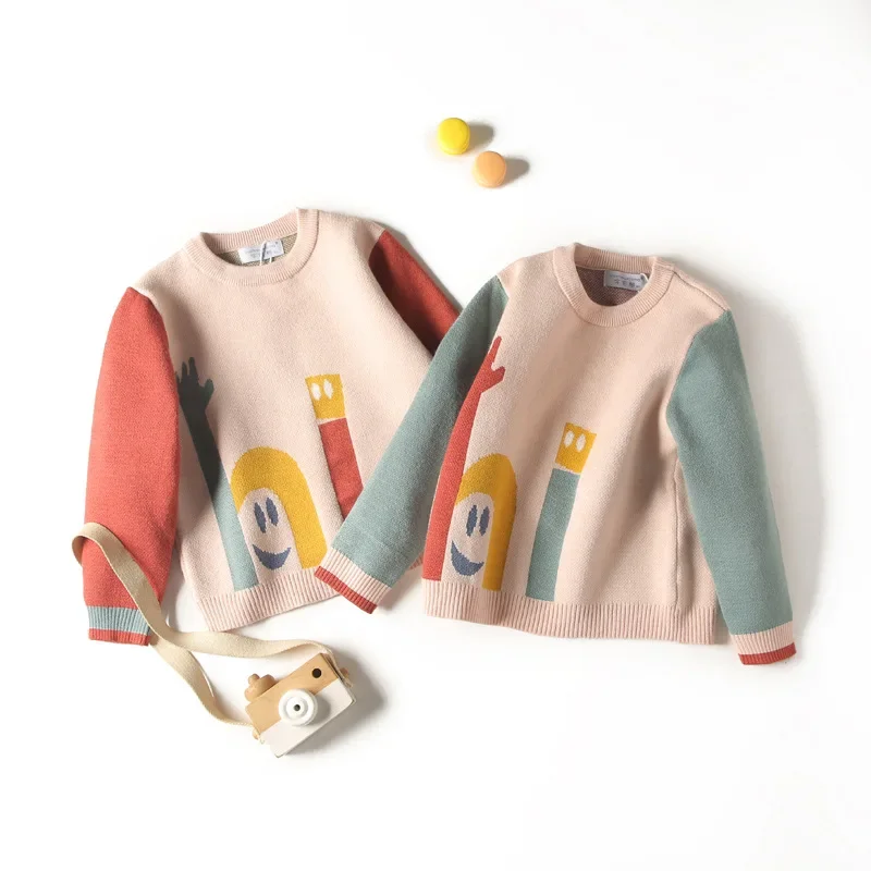 Children Autumn Sweater Boys Soft Integrated Velvet Winter Sweaters Kid Long Sleeve Pullover Top Baby Girl Toddler Clothing Coat