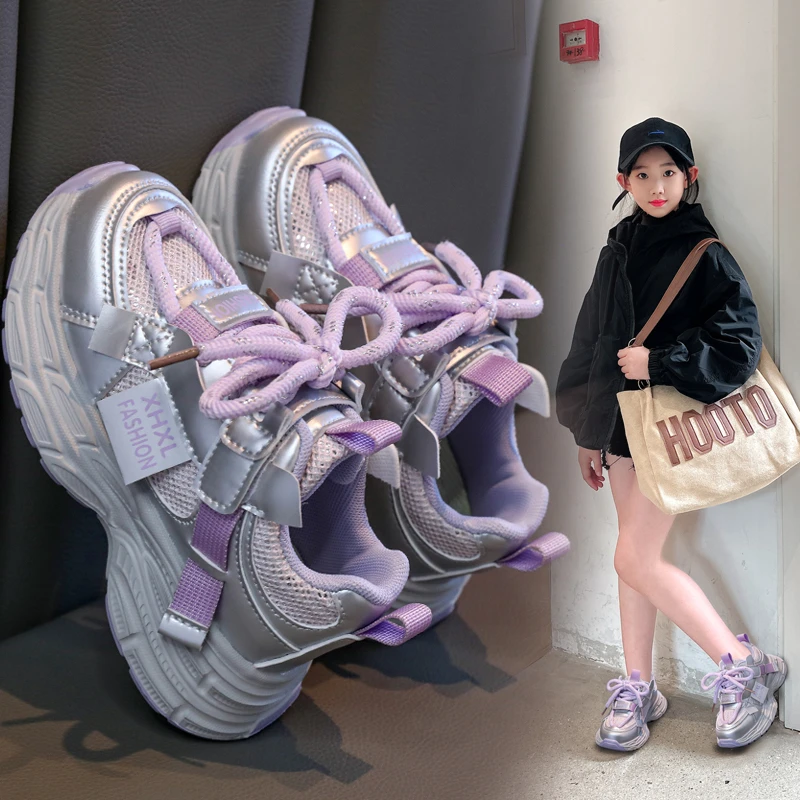 

Весна 2024, новая детская спортивная обувь для бега для детей, модная сетчатая обувь для папы для больших детей и девочек, бестселлеры