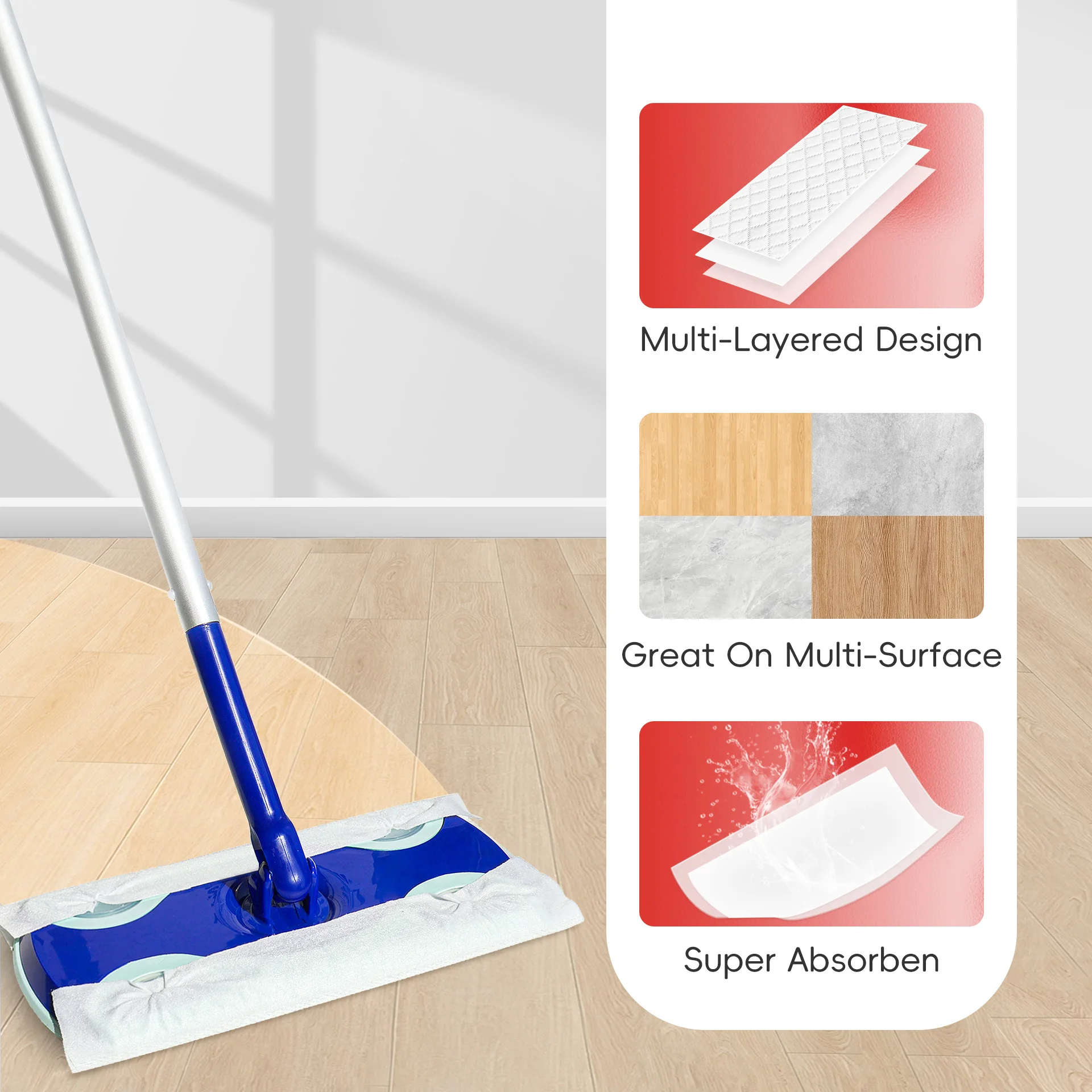 30/60 Pcs Disposable Mop Pads for Swiffer WetJet Mop Head Accessories for Strong Water Absorption and Fast Cleaning