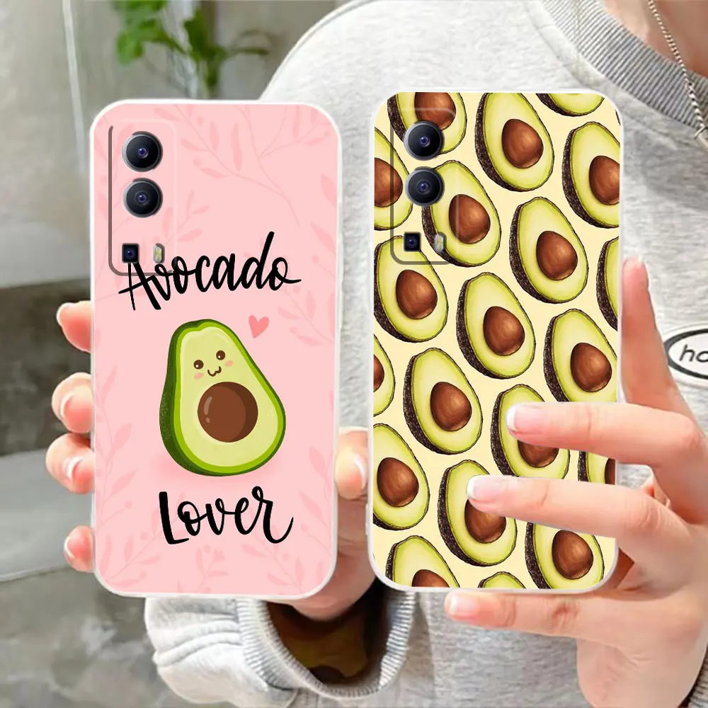 Clear Phone Case For VIVO Y30 Y32 Y33S Y50 Y51S Y52S Y53S Y55S Y66 Y77 Y93 Y95 Y97 V20 V21 5G 4G Case Funda Cute Cartoon Avocado