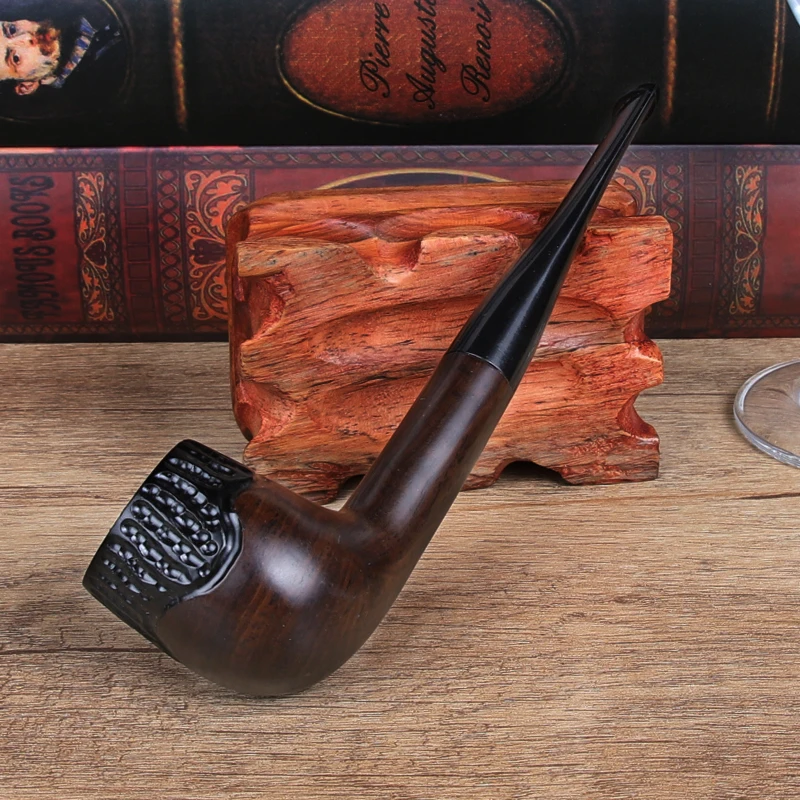 Straight Natural Ebony Wood Smoking Pipe Tube, Tobacco Pipes,Smooth Smoking Accessories, Gift for Father, High Quality, New, 9mm