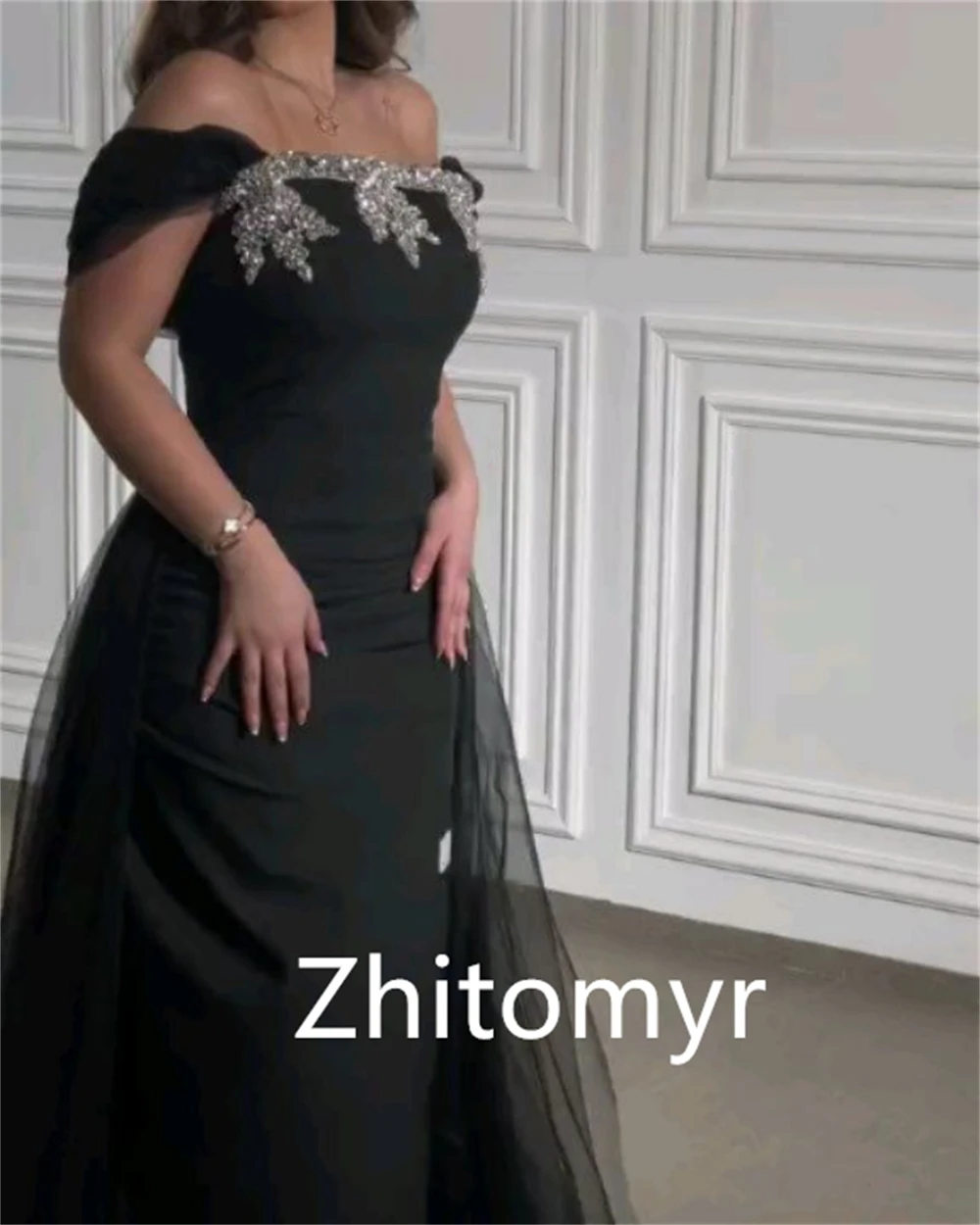 Customized Ball Exquisite Elegant Off-the-shoulder Sheath Party Dresses Beading Tulle Floor Length Skirts S Evening 2023 롱원피스