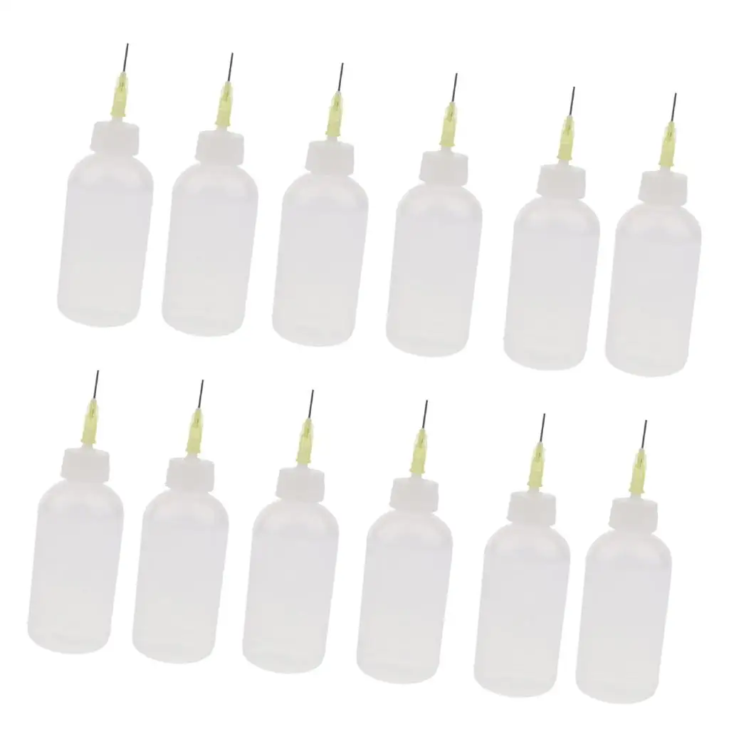 12x 50ml Applicator Bottle Clear Liquid Oil Dropper Tip Bottles