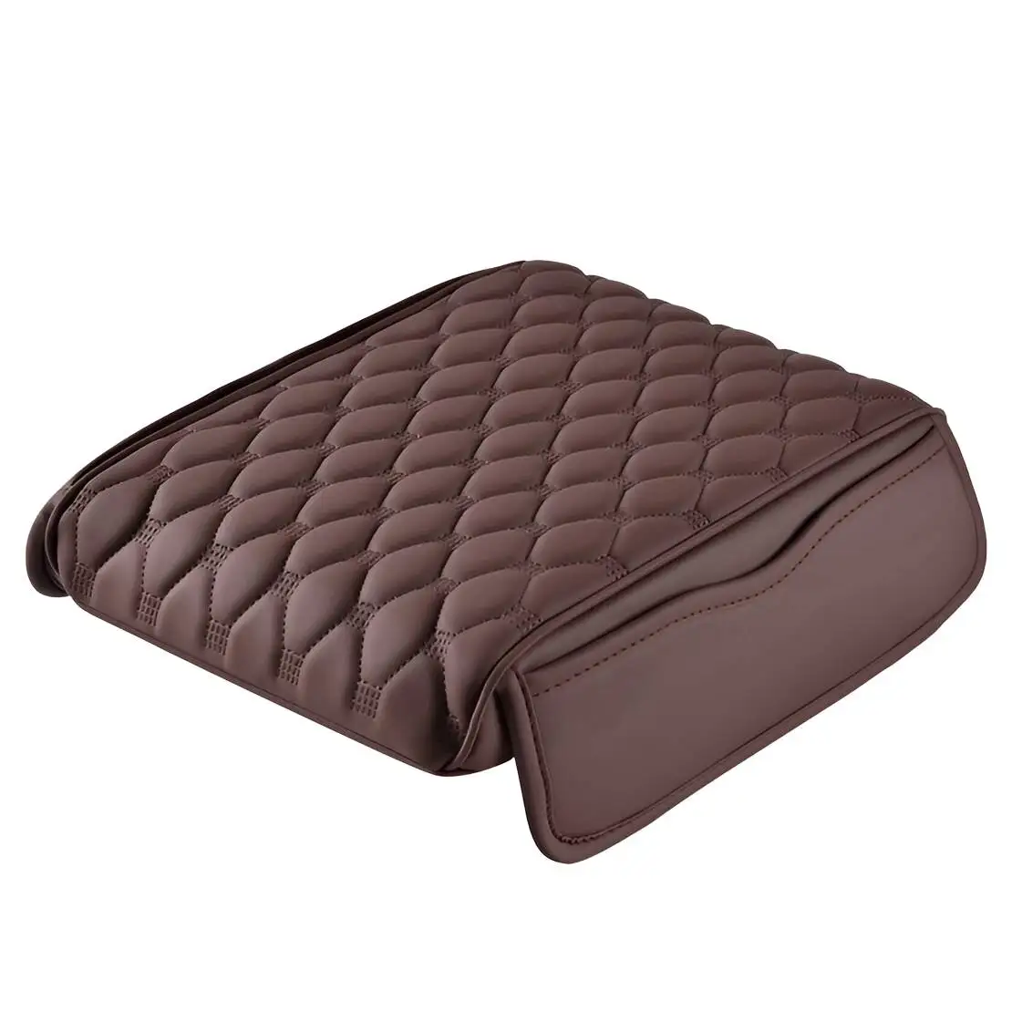 

Universal Car Center Console Armrest Box Cushion Cover Pad Mat Protector With Side Pockets Brown