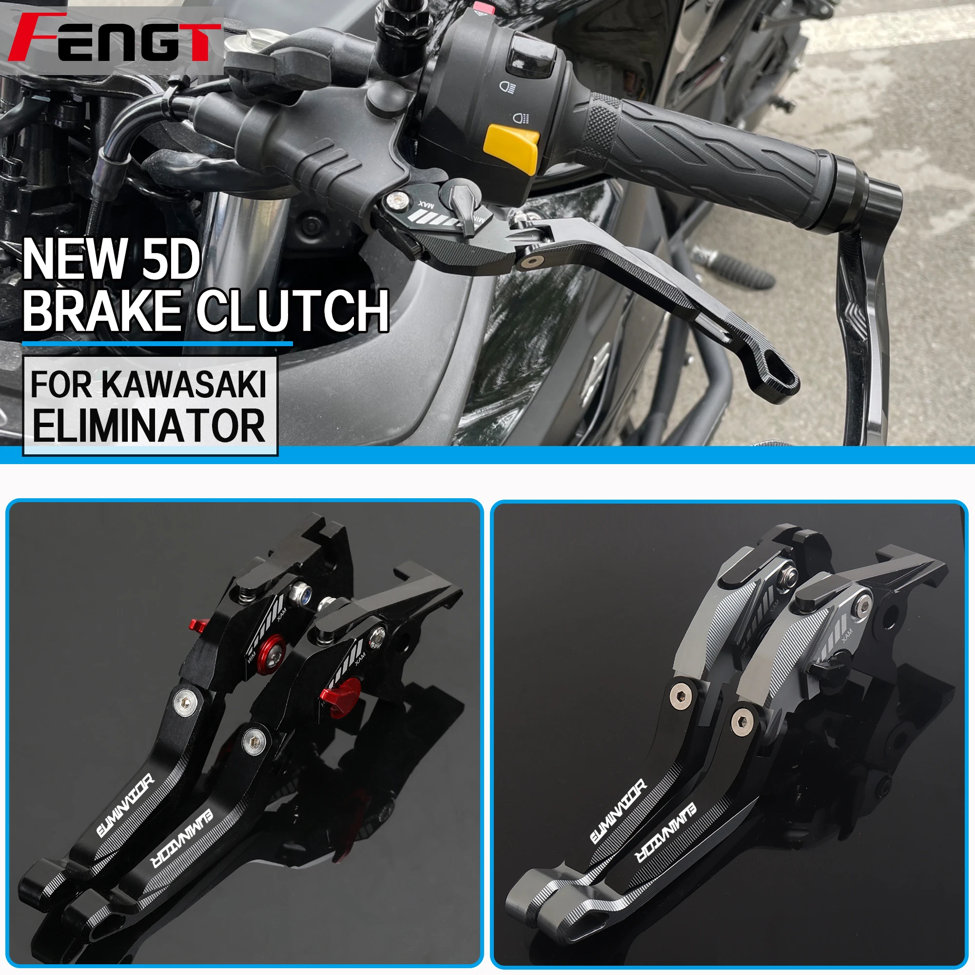 

NEW 5D Brake Lever For Kawasaki Eliminator 400 Eliminator 500 Folding Extendable Brake Levers Handles Clutch Lever Eliminator500
