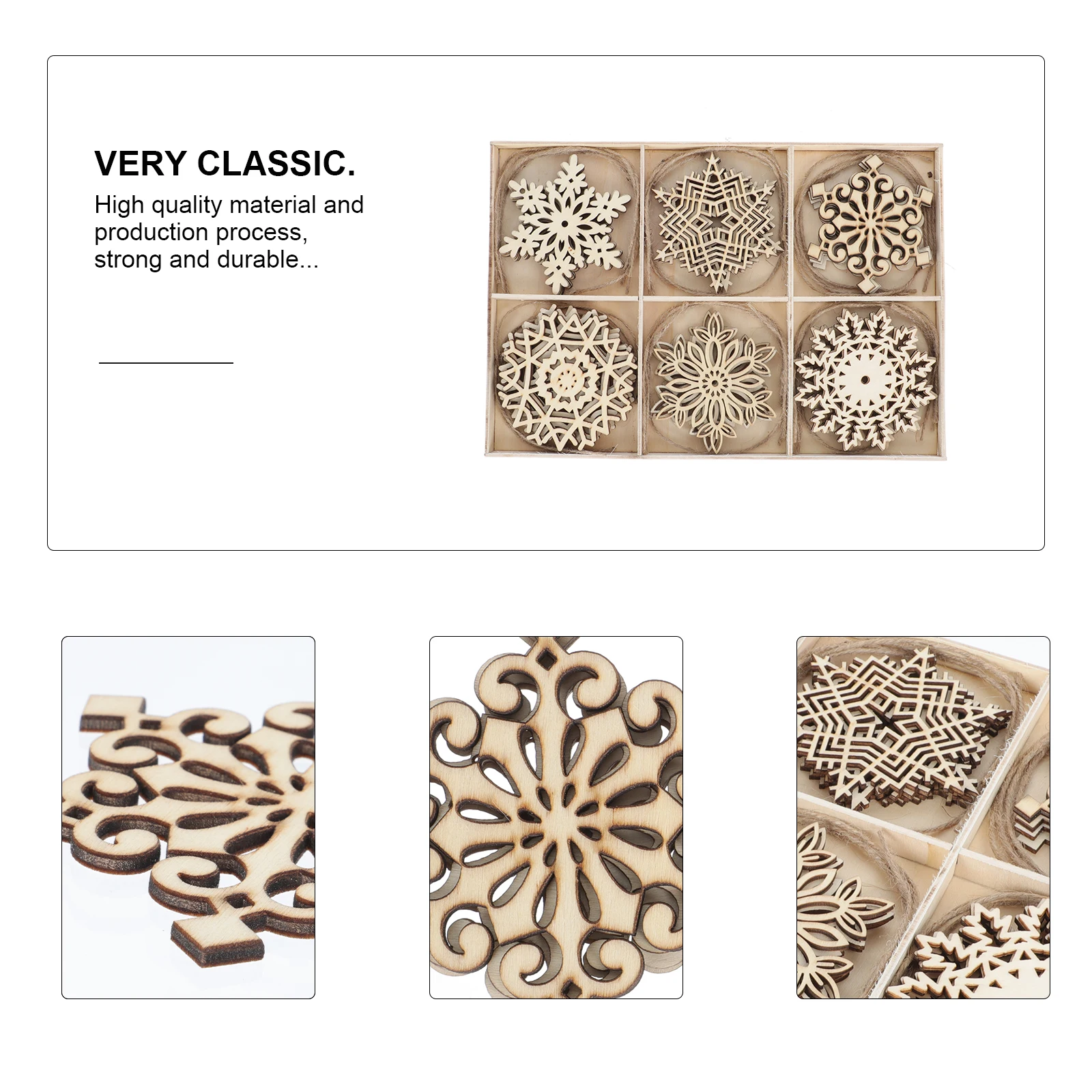 

1Box Wooden Chip Hanging Decor Snowflake Craft Xmas Tree Ornament Diy Christmas Pendant Party Layout Prop Xmas Party Decor