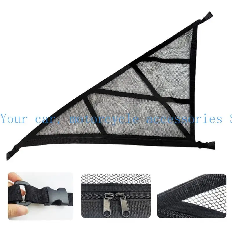 

31BC Car Ceiling Cargo Net Triangle Vehicle Strengthen Load-Bearing Pocket Mesh Bag