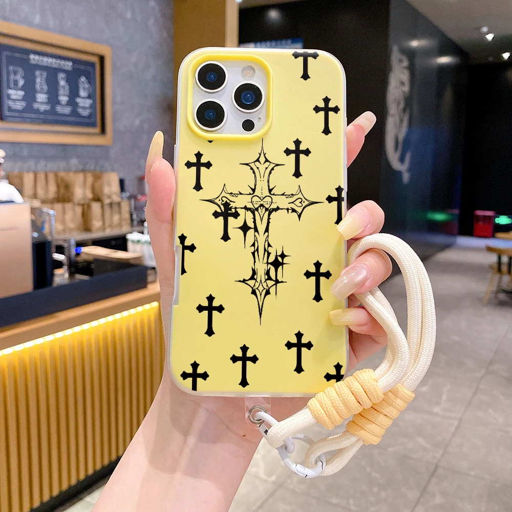 Cyberpunk Black Cross Jelly Phone Case For Xiaomi 14T 17 Pro Max 15T Pro Mi 11 Lite 5G Soft SIlicone Matte Cover With Lanyard - view 2