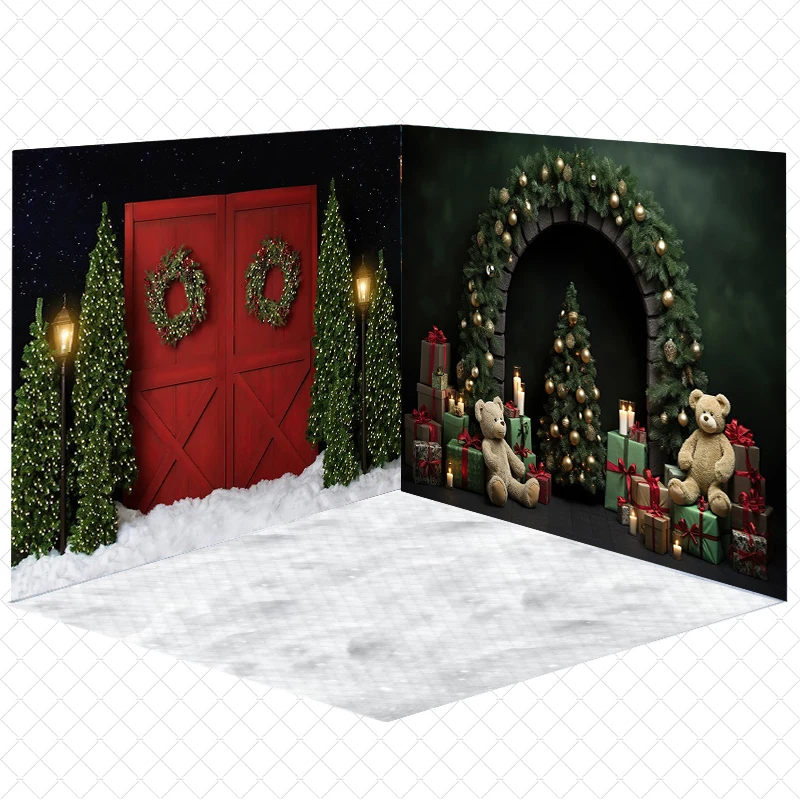 Christmas Room Backdrop Photography Xmas Tree Home Bear Gifts Decoration Photo Background For Shooting Children Studio Photozone