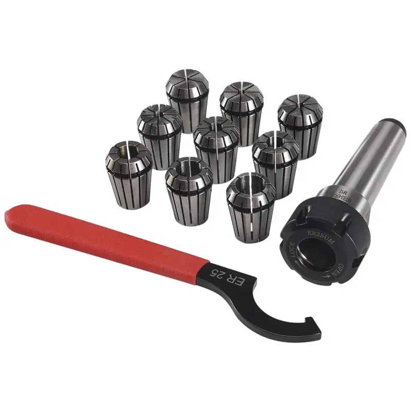 AWAH 9Pcs Er25 Spring Collets+1Pcs Mt3 Er25 Collet Chuck Morse Taper Holder For Cnc Milling Lathe Tool