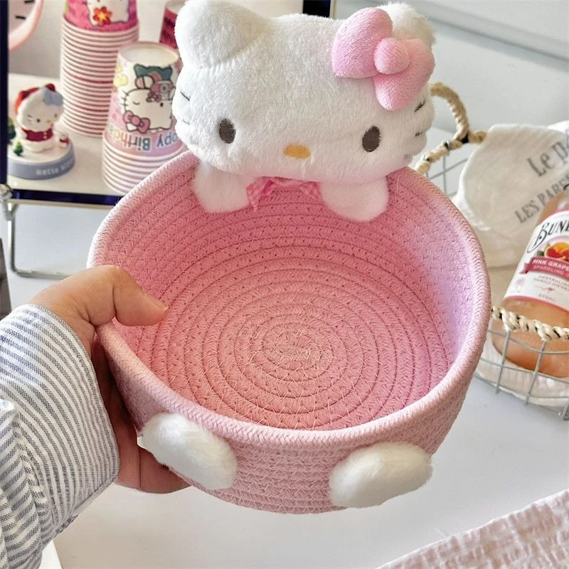 Hello Kitty Aufbewahrungskorb Sanrio Anime Cartoon-Druck Zubehör Kawaii Desktop-Kosmetik Aufbewahrungsbox Nachttisch-Geschenke
