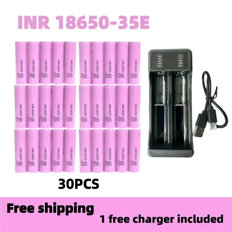 Free Shipping 100% Original for 18650 3500mAh 25A Discharge INR18650 35E 3500mAh Li-ion 3.7v Rechargable Battery 18650 Battery