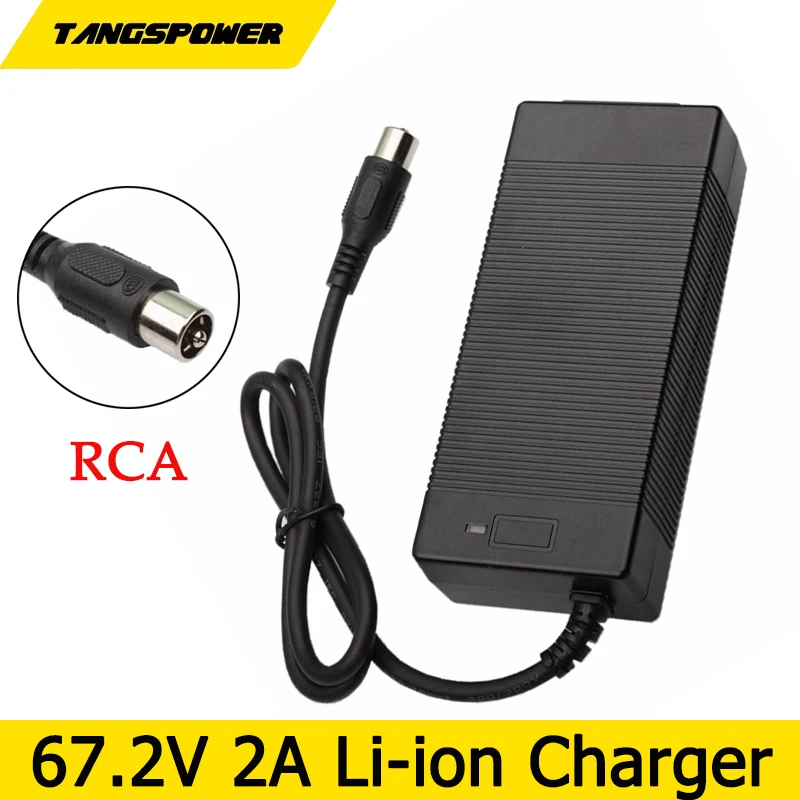 

67.2V 2A Smart Fast Lithium battery Charging Battery Charger For 16Series 60V Li-ion Battery Pack Charger Connector RCA