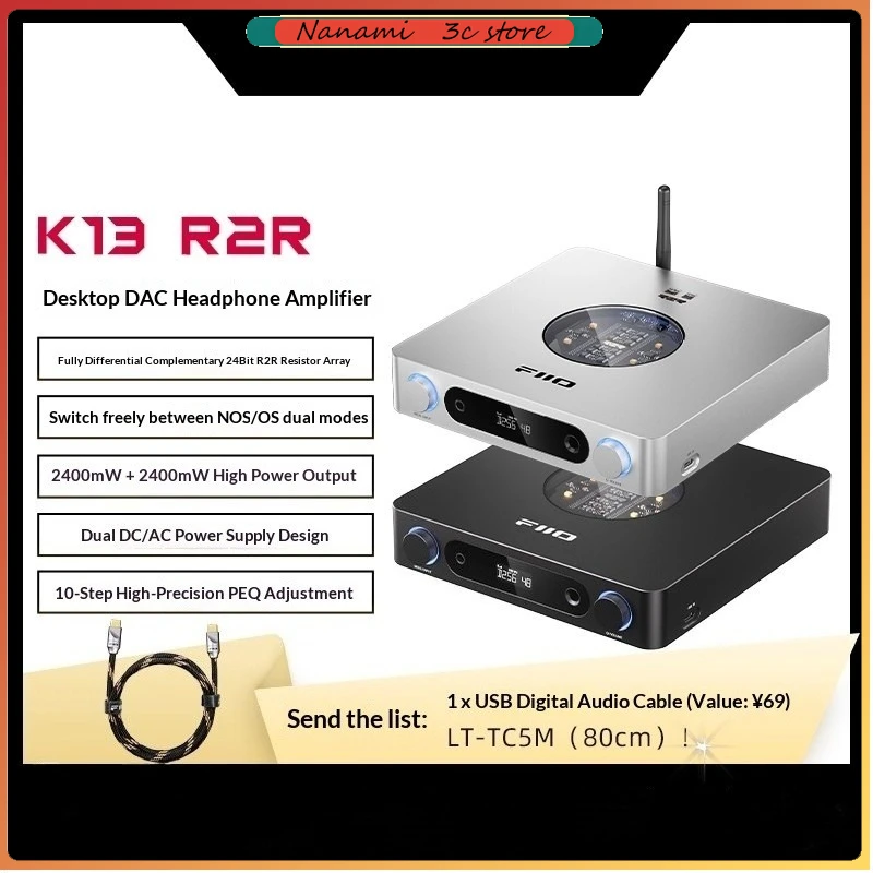 

Fiio K13 R2R ЦАП Настольный DSD LDAC Bluetooth декодирующий усилитель для наушников без потерь HIFI портативный усилитель мощности для наушников
