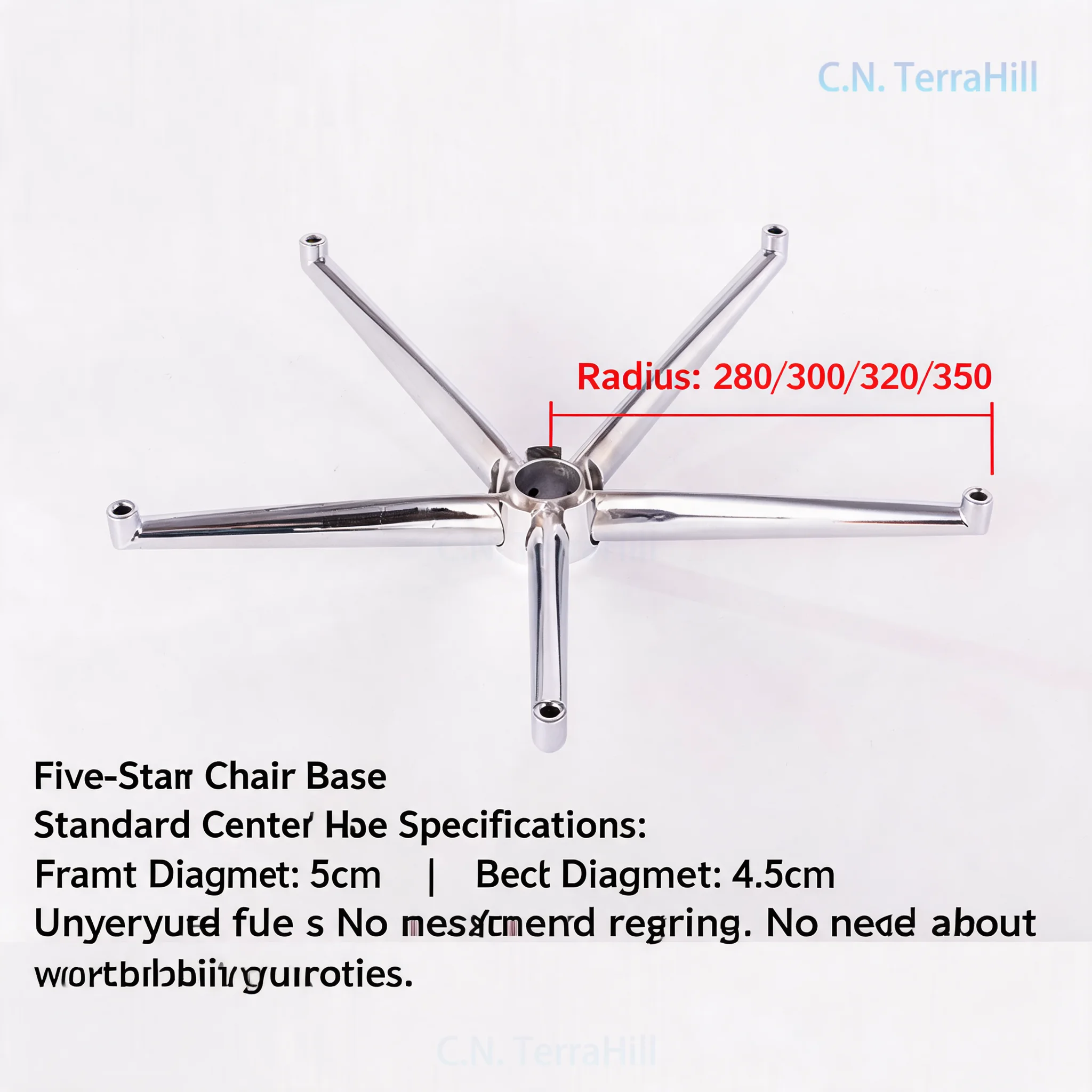 Heavy Duty Office Chair Base Replacement, Chrome Plated Five-Star Swivel Chair Base with Steel Legs, Height Adjustable Computer