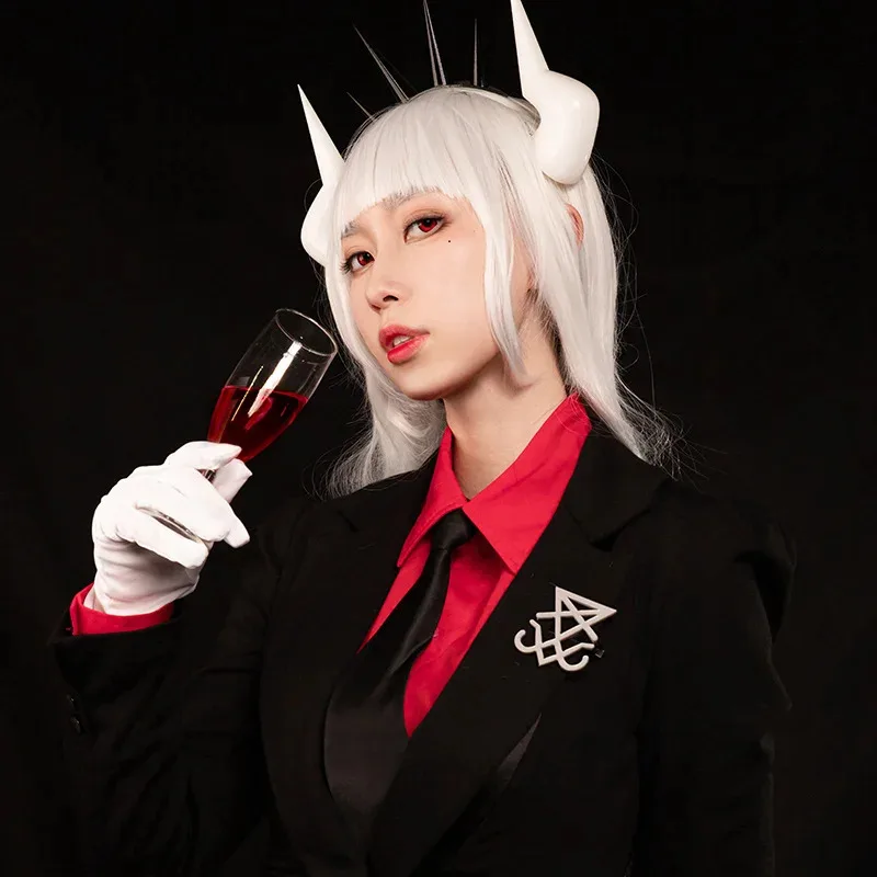 لعبة Helltaker لوسيفر Pandemonica Beezlebub Horns عقال للرأس على شكل تاج مشبك للرأس أغطية الرأس ملابس الشعر ملحقات الدعائم التأثيرية؛ 3، v'5.t