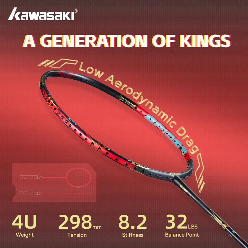 Kawasaki KING SPIDER Powerful Attack Badminton Racket 4U High Tension Badminton Racket Professional 2024 New