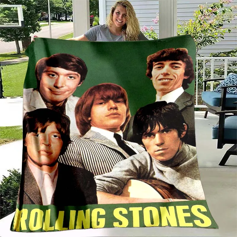 

UK Rolling-Stones Band Blanket Flannel Soft Warm Throw Blanket Living Room Bedroom Sofa Bed Retro Throw Travel Picnic Blanket