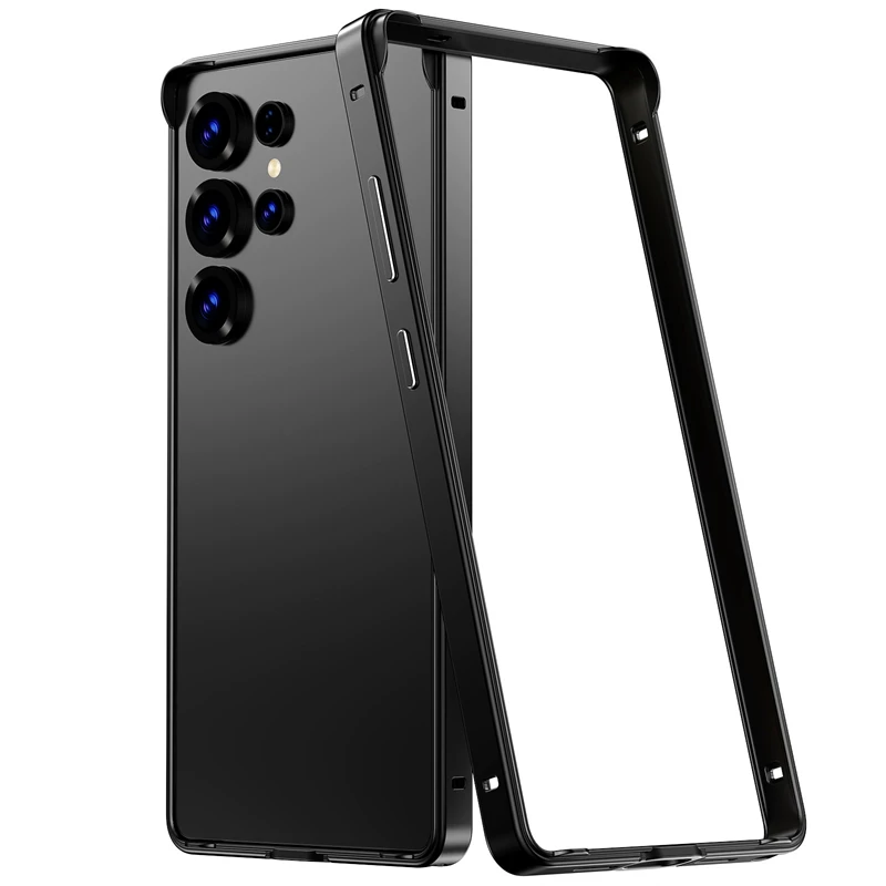 Luxury Aluminium Alloy Frame Slim Bare Machine Case For Samsung S26Ultra S25 S24 Plus Heat Dissipation TPU Coner Anti-drop Cover
