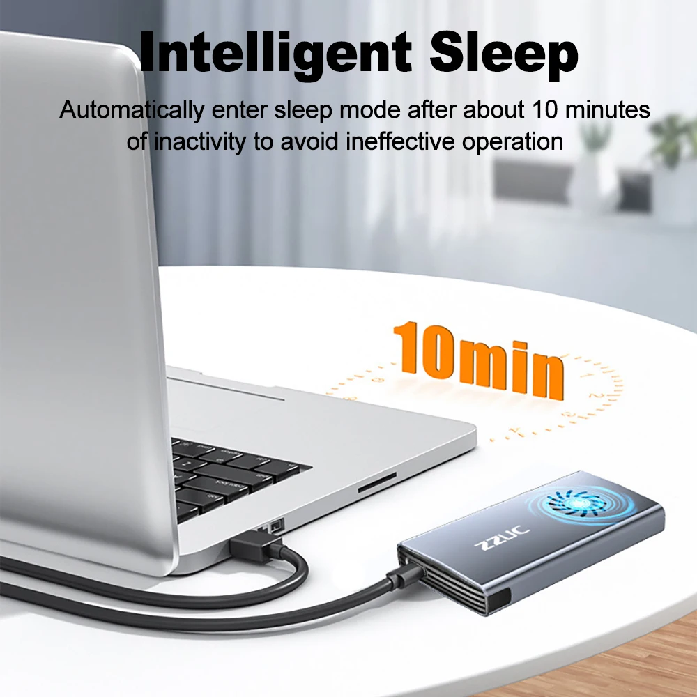 10Gbps M.2 NVME SATA SSD Case with Built-in Cooling Fan M.2 SSD Enclosure Dual Protocol NVMe NGFF SSD Adapter For M Key/B+M Key