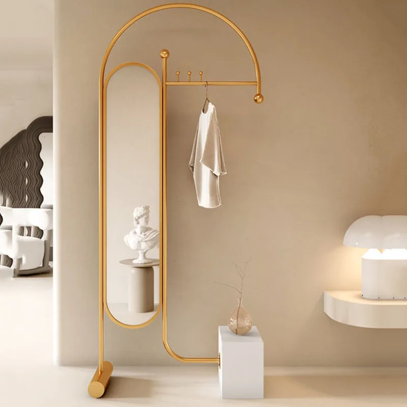Metal Mirror Coat Racks Standing Clothes Open Luxury Living Room Hanging Hotel Coat Racks Garment Perchero Trendy Furniture