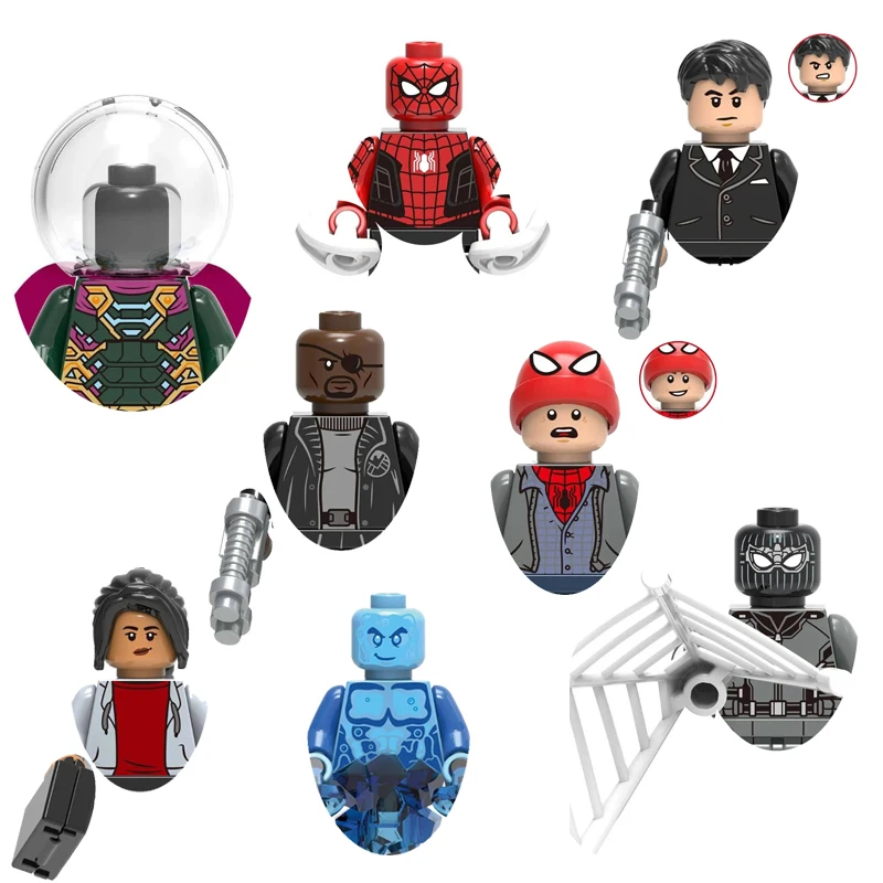 

Минифигурки Marvel Spider-Man Far From Home, строительные блоки, фигурки Мистерио, Гидро-Мэн, Ника Фьюри, коллекционные игрушки для детей, подарок